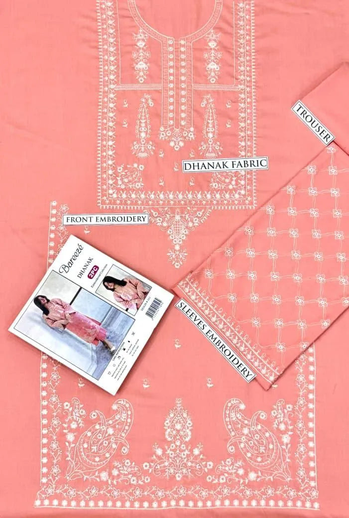 2 Pcs Women's Unstitched Embroidered Suit