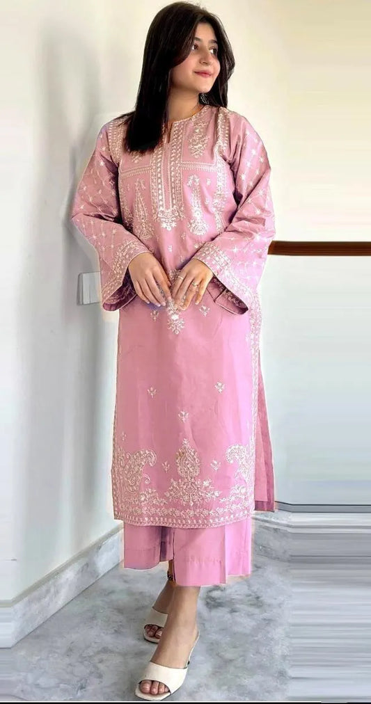 2 Pcs Women's Unstitched Embroidered Suit