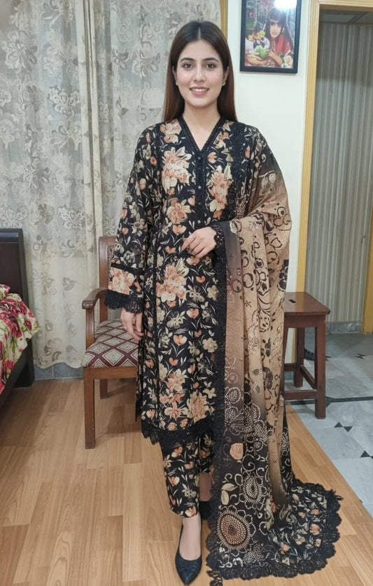 Black Floral 3-Piece