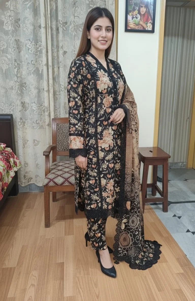 Black Floral 3-Piece