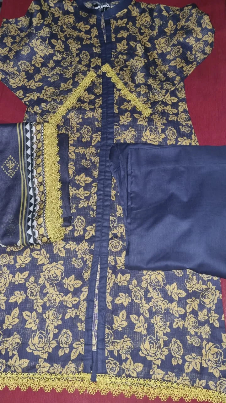 3 Piece Royal Bloom Lawn Suit