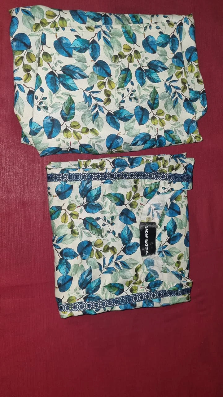 2 Piece Blue Floral Eastern Elegance