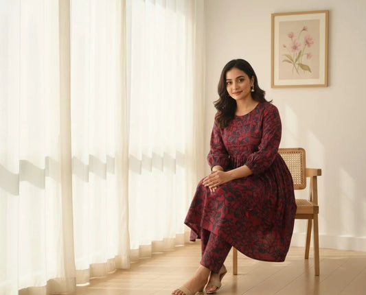 2 Piece Burgundy Bloom Frock