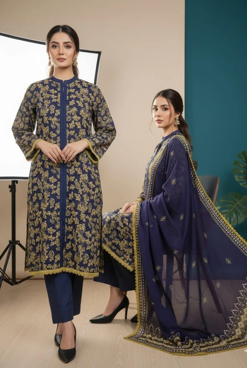 3 Piece Royal Bloom Lawn Suit