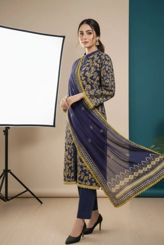 3 Piece Royal Bloom Lawn Suit